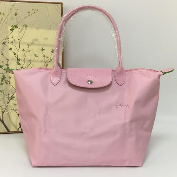 NWT Longchamp Le Pliage Original Large Shoulder Nylon Bag Tote IN Pink - Picture 2 of 7